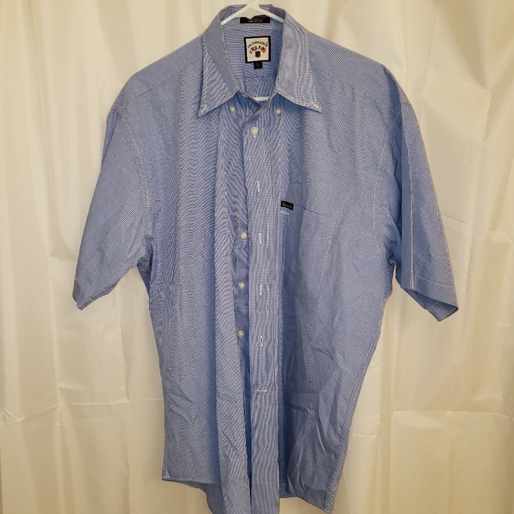 Faconnable Blue Short Sleeve Dress Shirt L